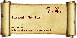 Tirpák Martin névjegykártya