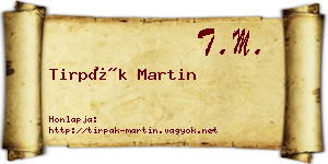 Tirpák Martin névjegykártya